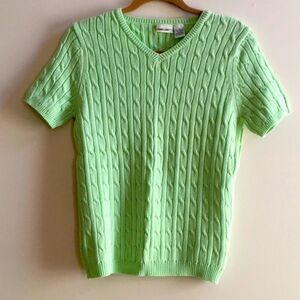 V Neck Cotton Short Sleeve Sweater
